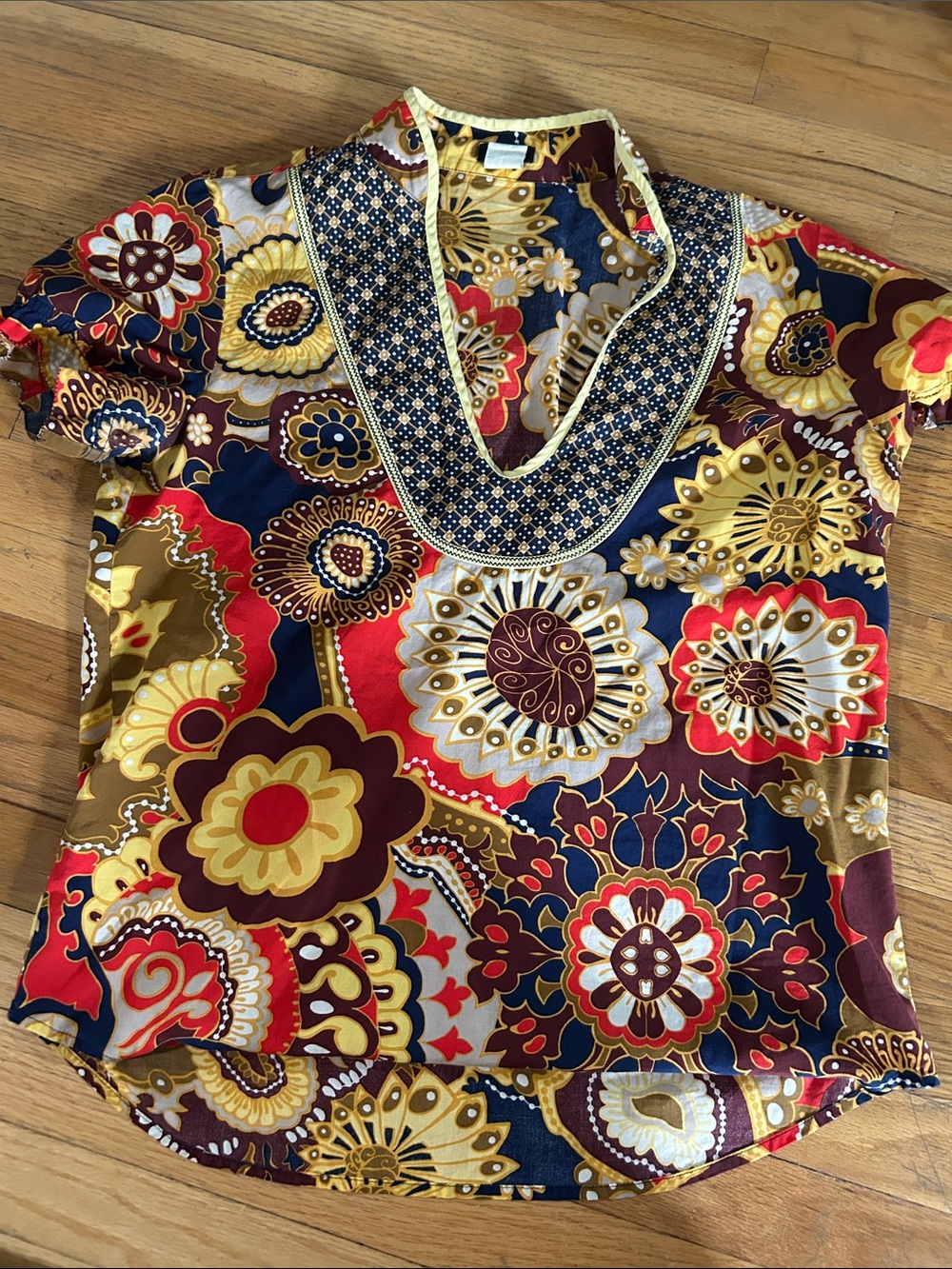 Vibrant Floral Print Blouse with Beaded V-Neck jcrew 4